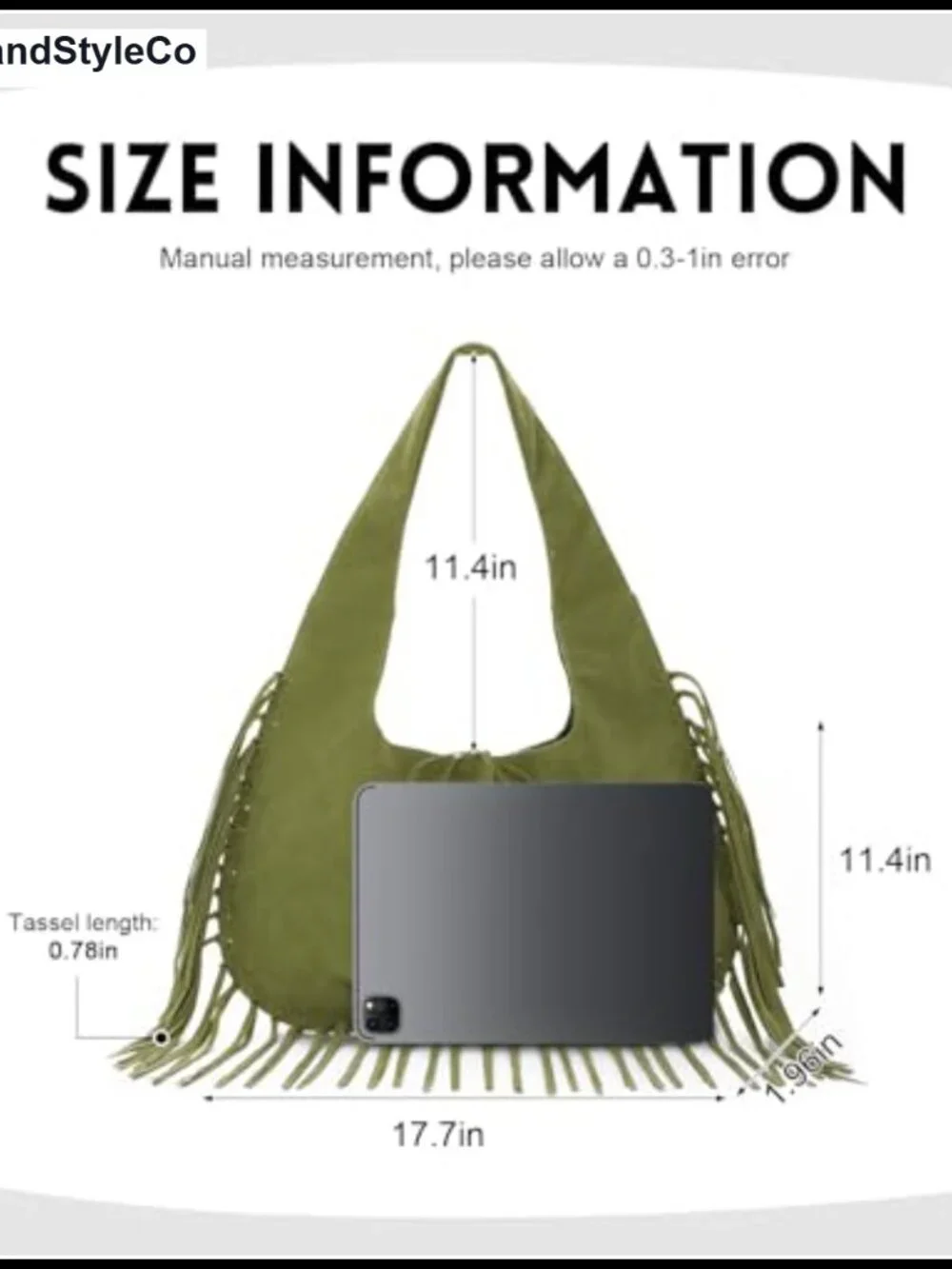 Vintage Fringe Hobo Bag Vegan Faux Suede Leather Tassel Shoulder Purse Western